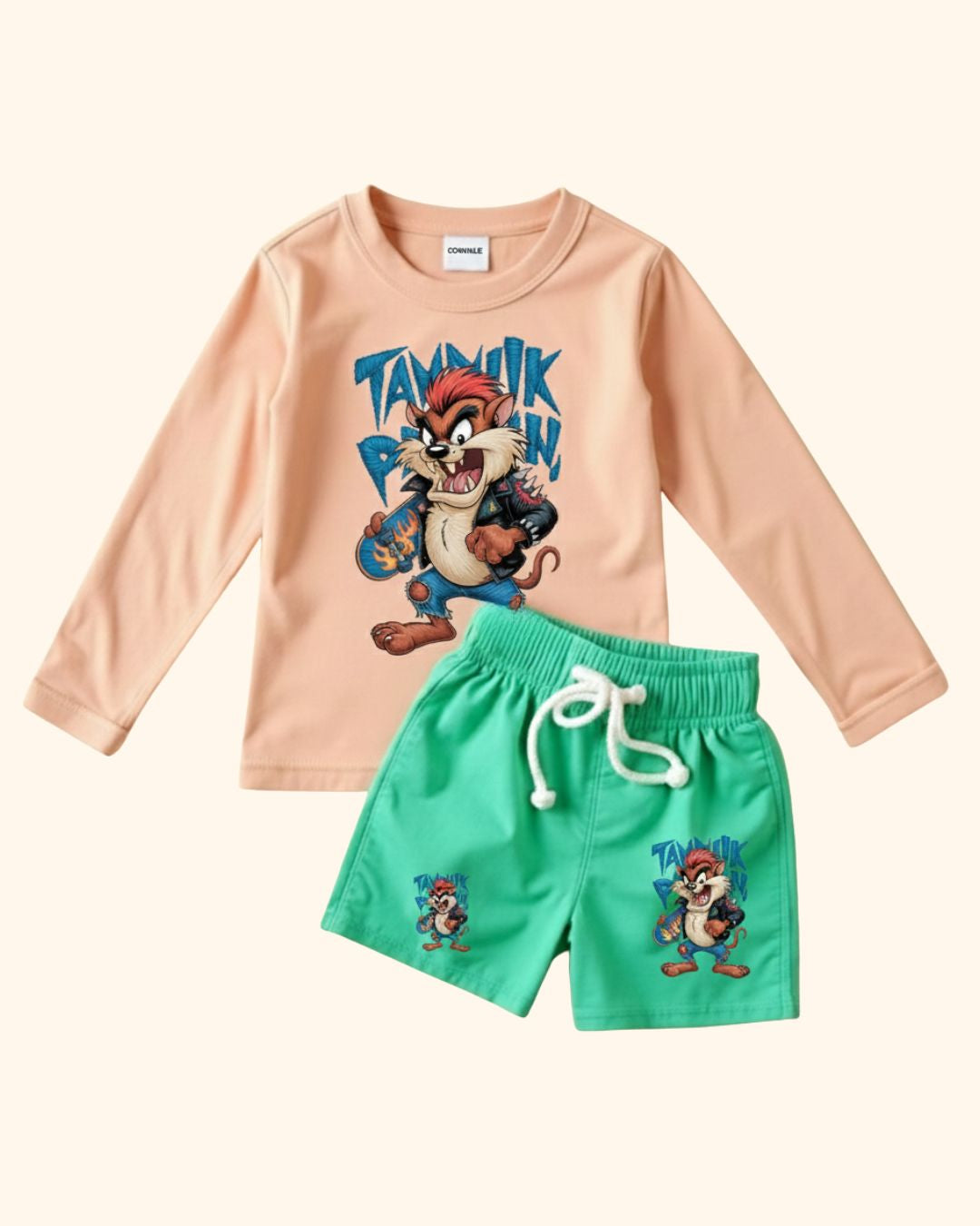 Printed Full Sleeve Tee Shorts set