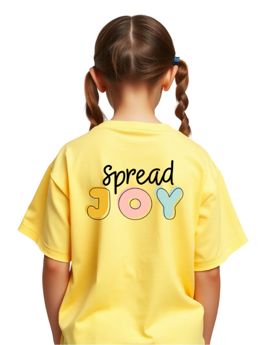 Girls Printed Extended Sleeves Oversized Cotton T-shirt (Yellow Color)