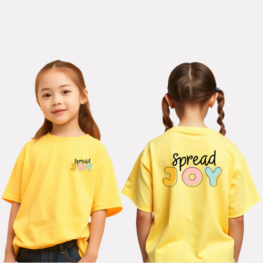 Girls Printed Extended Sleeves Oversized Cotton T-shirt (Yellow Color)