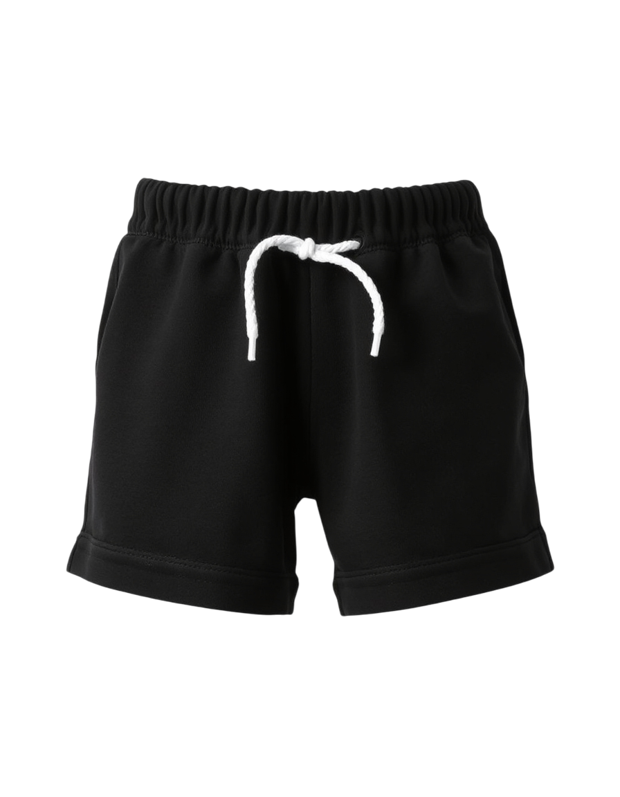Boys White Melange T-shirt Black shorts Set