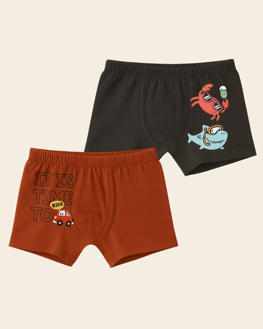 Pack Of 2 Printed Cotton Trunks kids