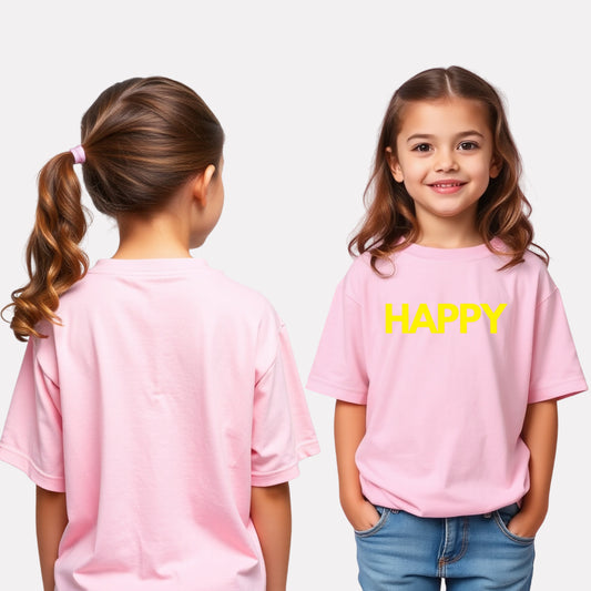 Girls Printed Oversized Cotton T-Shirt Pink Color