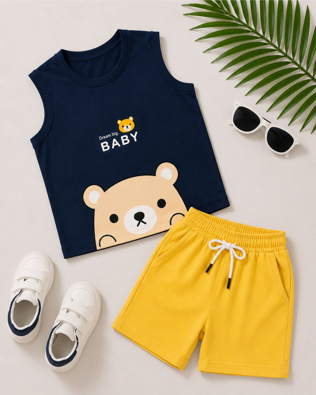 Sleeveless kids t shirt shorts set