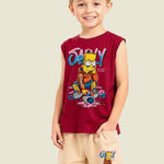 Kids Printed Sleeveless T-shirt with Shorts