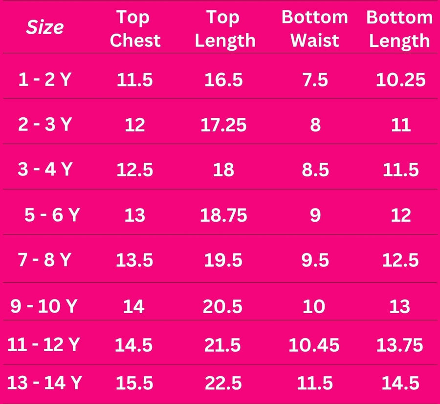 Size Chart for Everyday Essentials – Combo Sets
