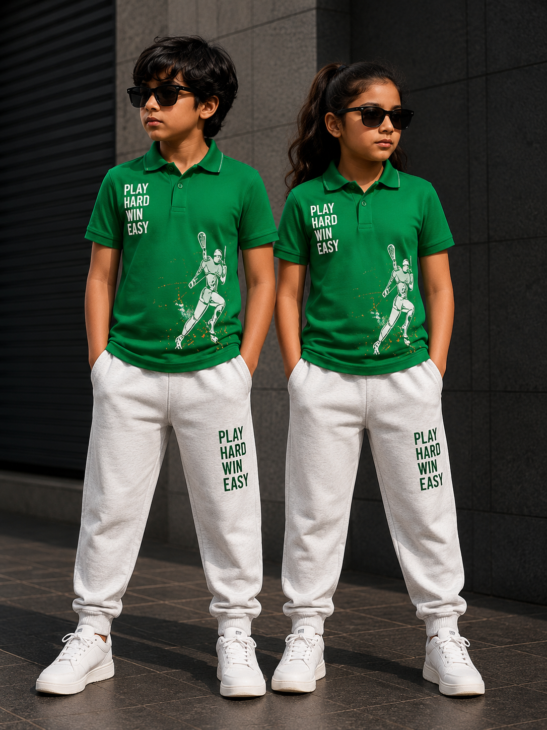 Kids Polo Collar T-Shirt Track set Unisex