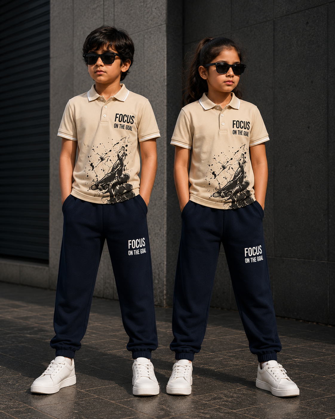 Kids Polo Collar T-Shirt Track set Unisex