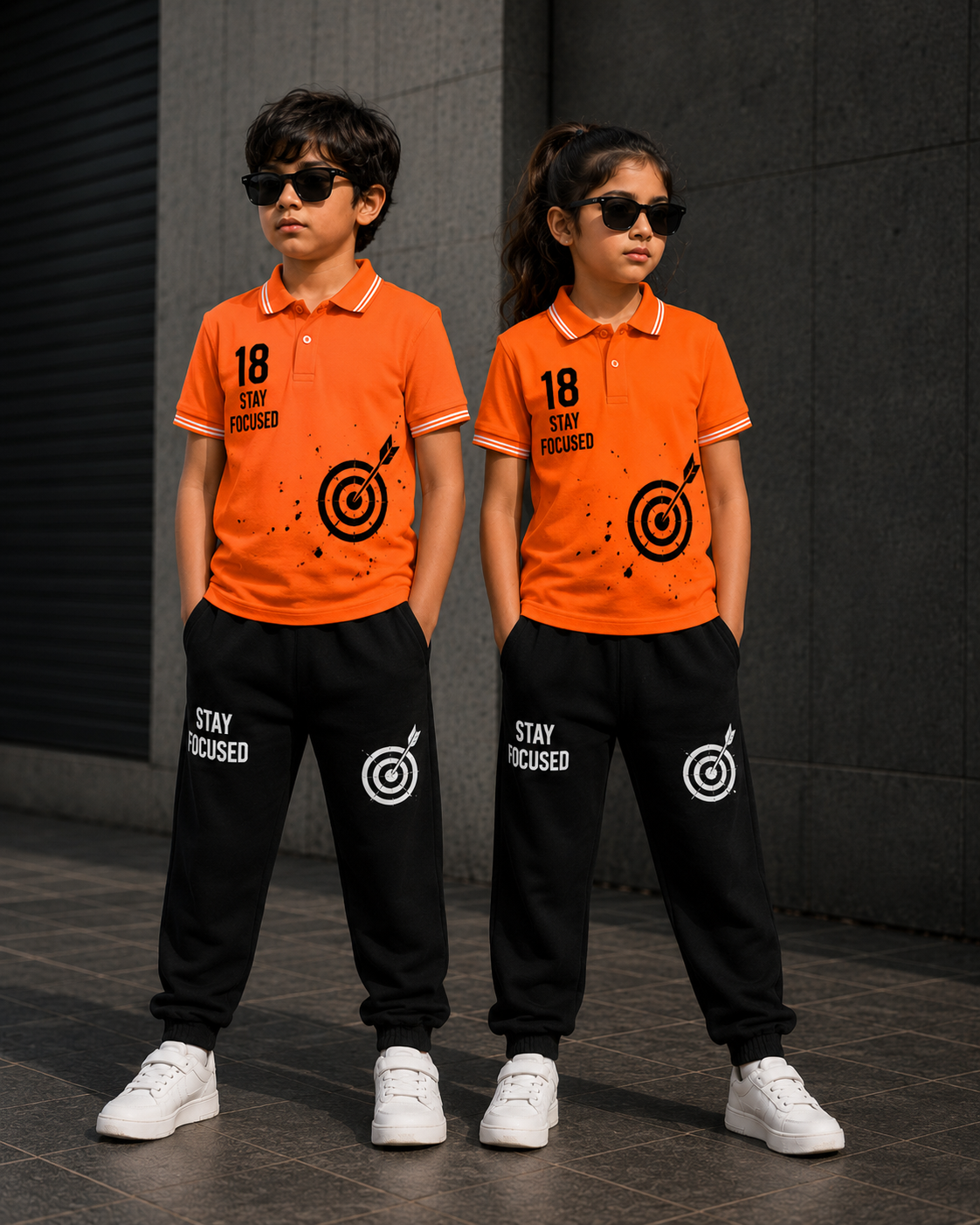 Kids Polo Collar T-Shirt Track set Unisex