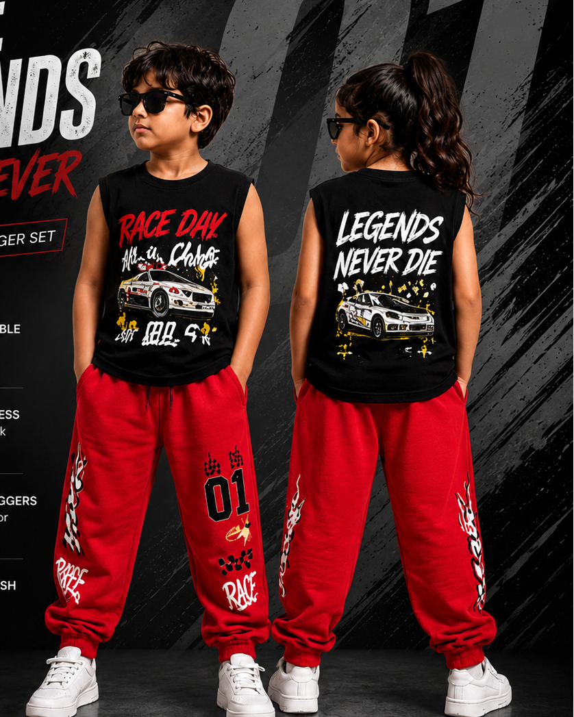 Trendy Fashion Sleeveless T-shirt and Track Set