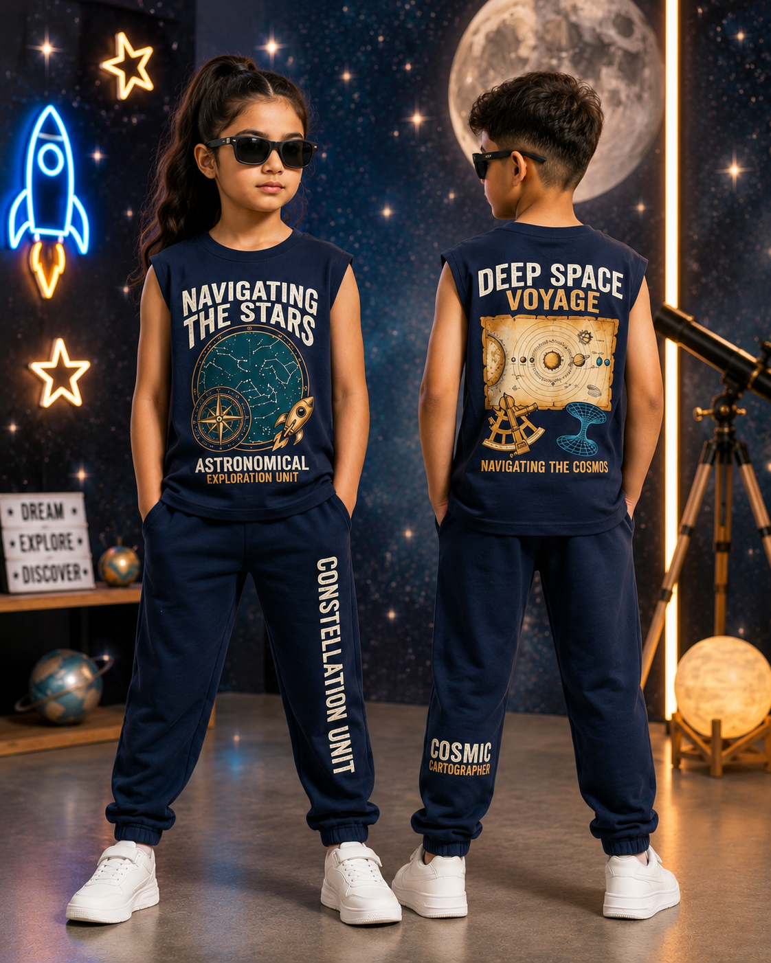Boys & Girls Graphic Print Sleeveless Set