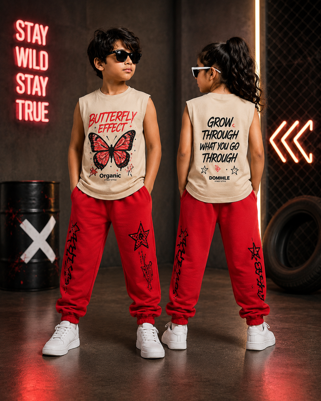 Kids Stylish Sleeveless T-Shirt Track Set Unisex