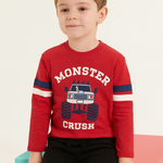 Cute Printed Tee and Shorts Set (Red & Black)