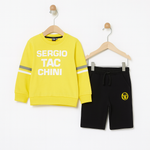 Cute Printed Tee and Shorts Set (Yellow & Black)