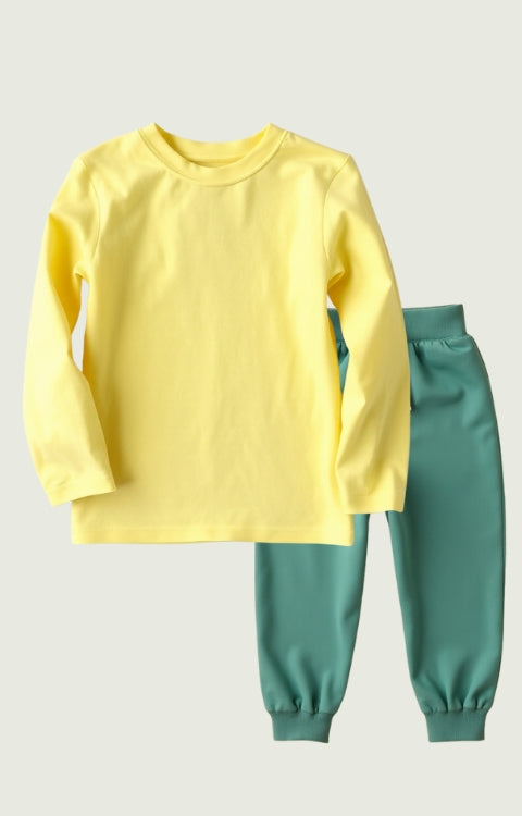Track Style: T-Shirts-Pants (Yellow & Mint Green)