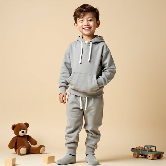 Winter Cord Set Hoodie Pant- Grey Melange