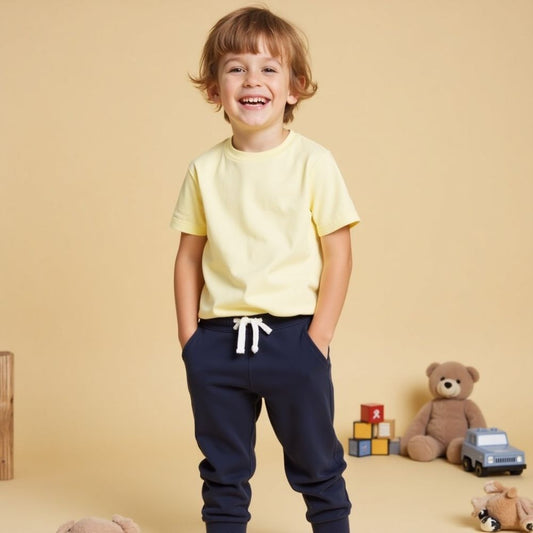 Combo Set Track Pant and T-Shirt (Yellow & Navy)