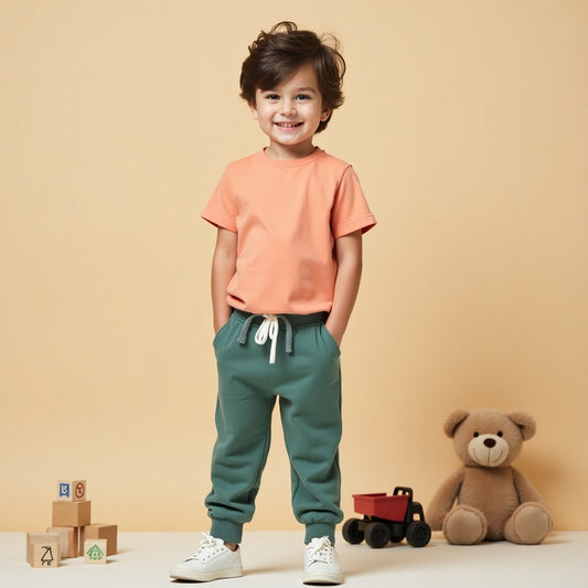Combo Set Track Pant and T-Shirt (Peach & mint green)