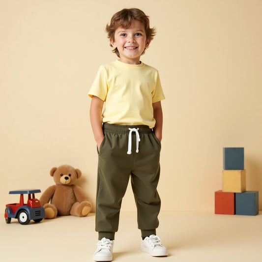 Combo Set Track Pant and T-Shirt (Yellow & military green)