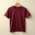 Half Sleeve Plain Maroon Tee With Beige Track Pants Set