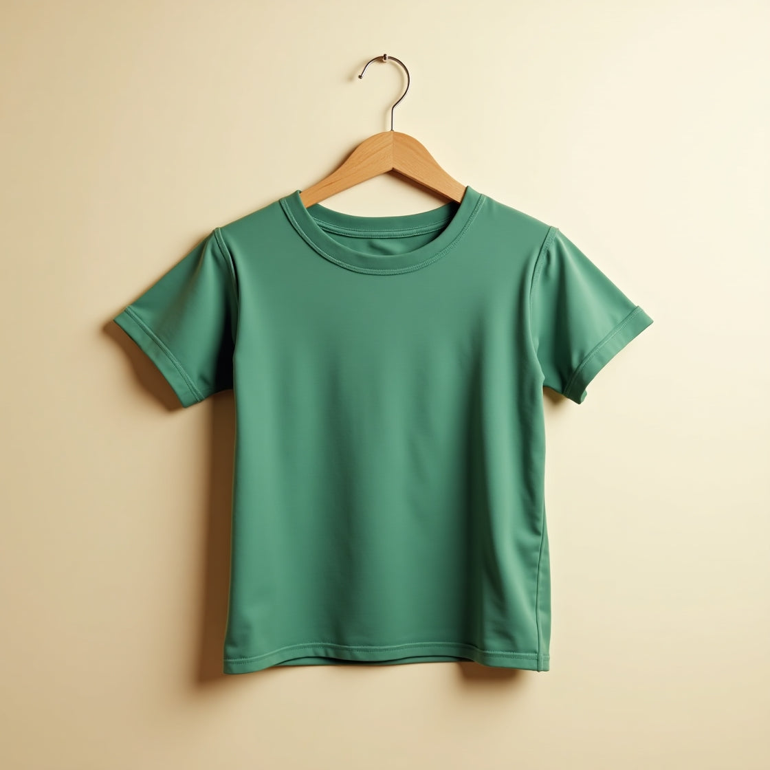 Half Sleeve Plain Tee With Track Pants Set Green & Beige