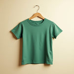 Half Sleeve Plain Tee With Track Pants Set Green & Beige
