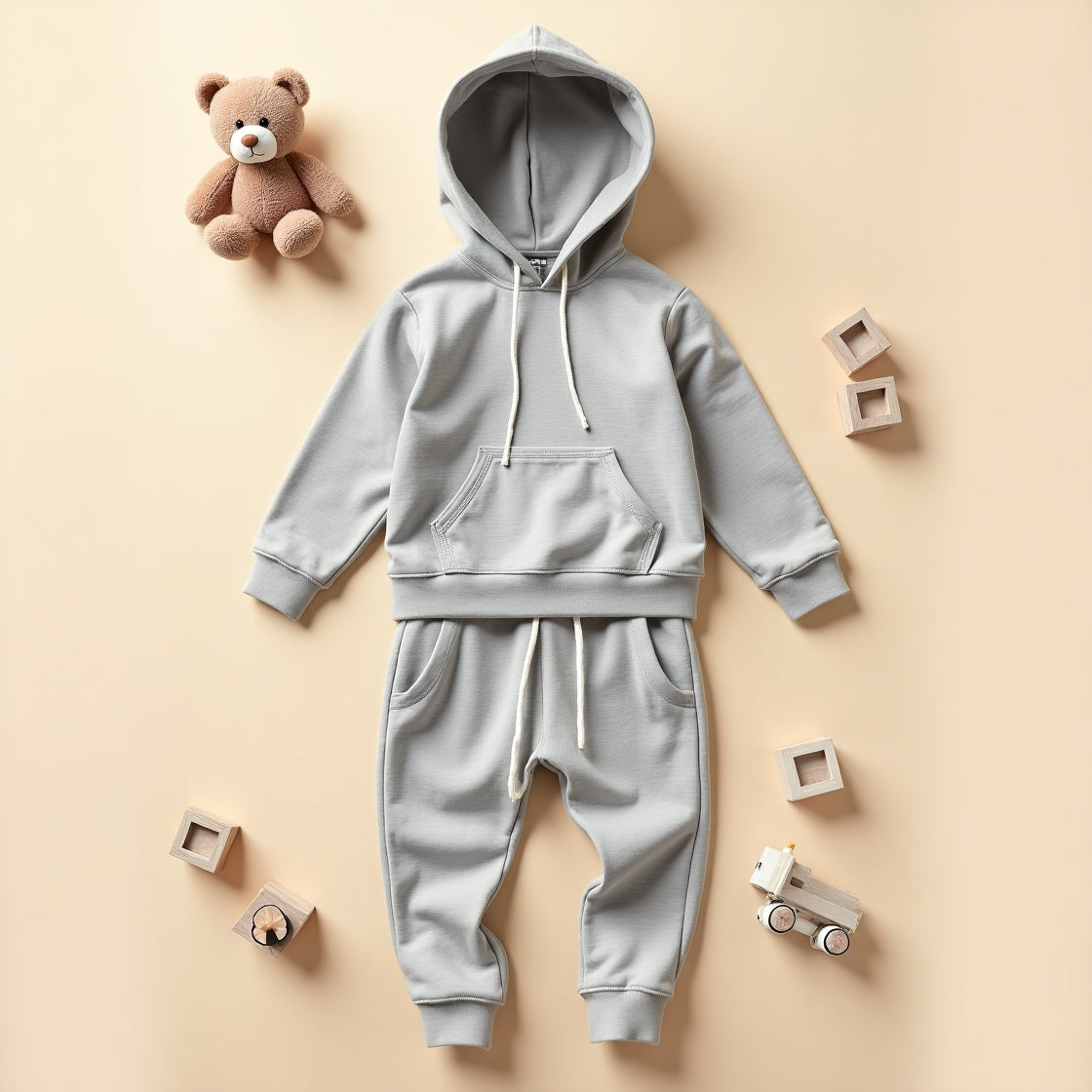Winter Cord Set Hoodie Pant- Grey Melange