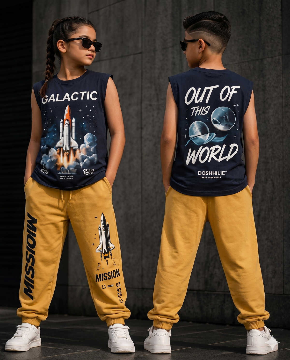 Trendy Fashion Sleeveless T-shirt and Track Set