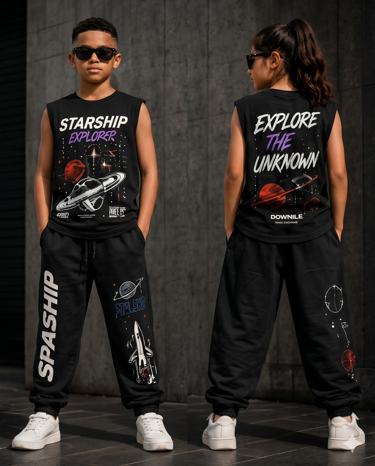 Stylish Kids Sleeveless & Track Pants Set