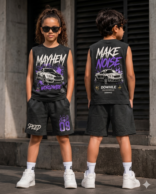 Black Coord Set with Printing (Unisex)