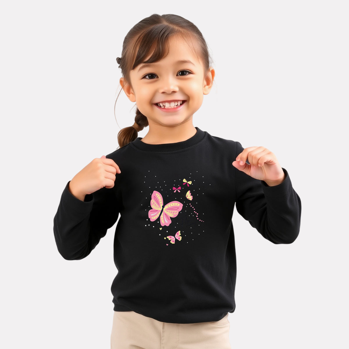 Girls Comfy Cotton Full Sleeve Printed T-Shirt