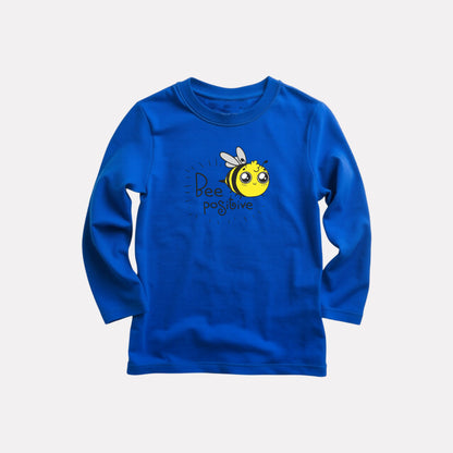 Girls Comfy Cotton Round Neck Full Sleeve Printed T-Shirt – Royal Blue