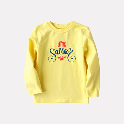 Girls Comfy Cotton Round Neck Full Sleeve Printed T-Shirt – Yellow
