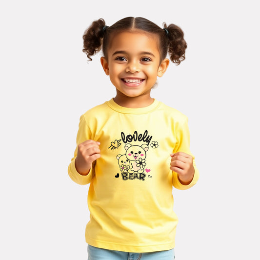 Girls Comfy Cotton Full Sleeve Printed T-Shirt