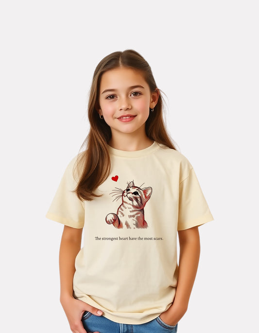 Beige Color Graphic Print T-Shirt For Girls