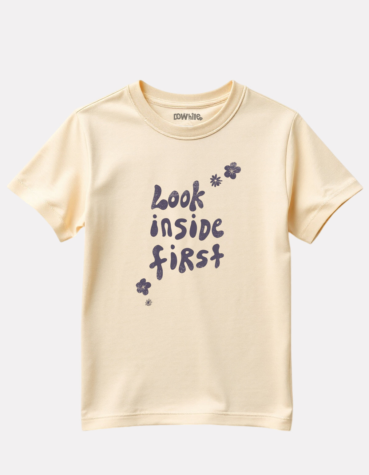 Beige Color Graphic Print T-Shirt For Girls
