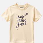 Beige Color Graphic Print T-Shirt For Girls