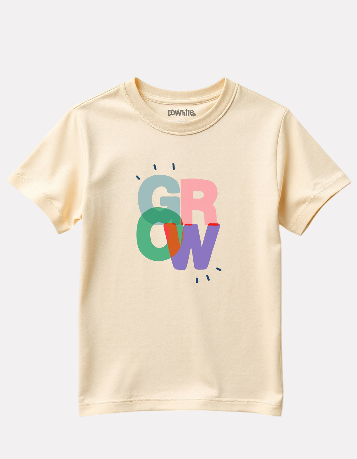 Girls Printed Round-Neck T-Shirt Beige Color