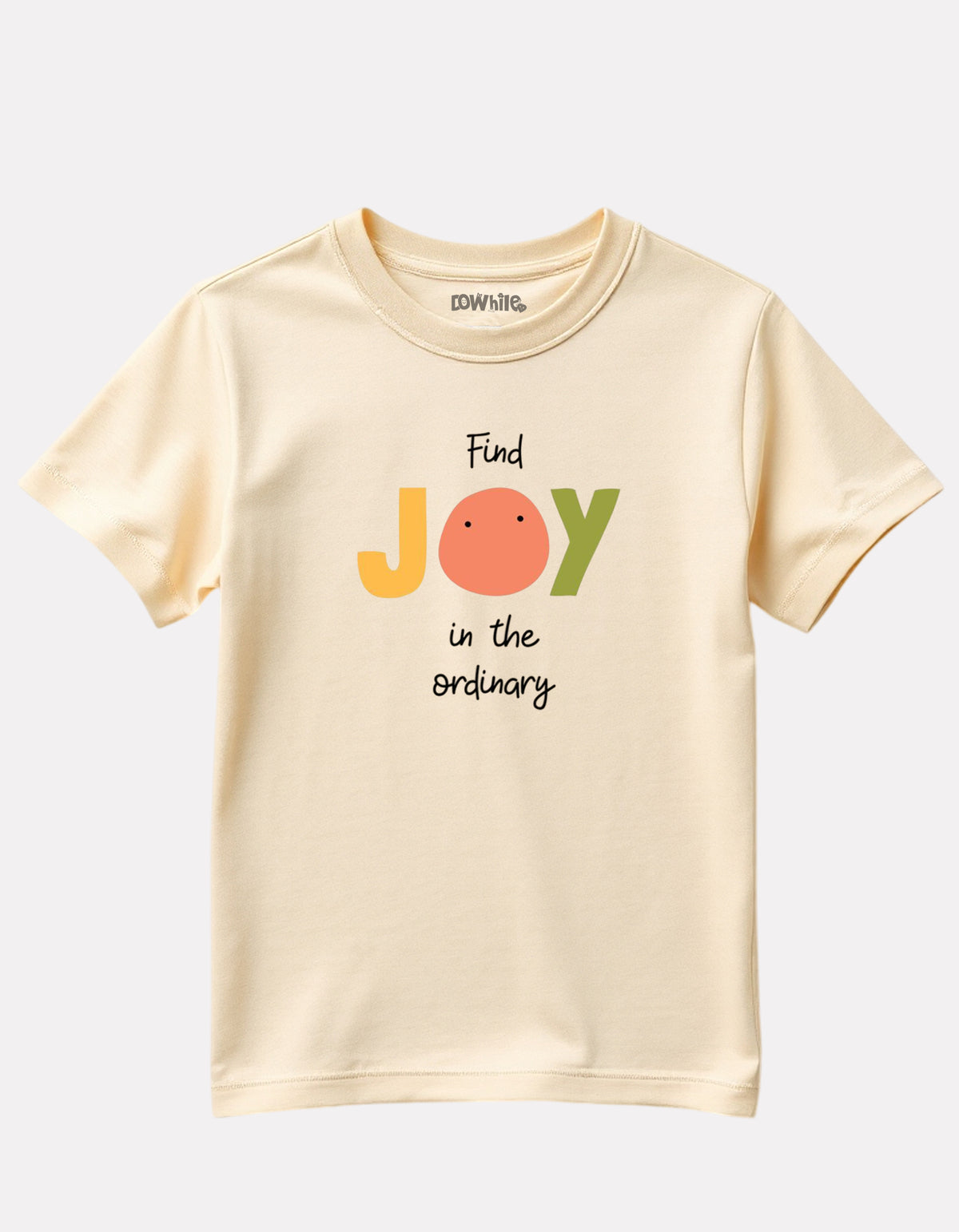 Girls Printed Round-Neck T-Shirt Beige Color