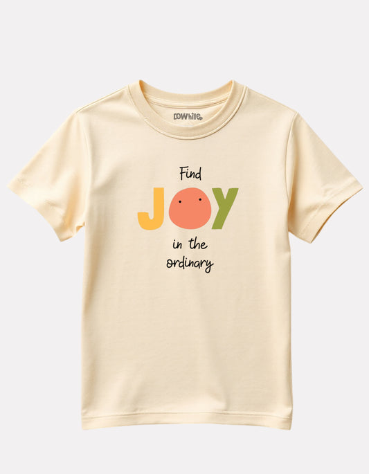 Girls Printed Round-Neck T-Shirt Beige Color