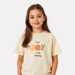 Girls Printed Round-Neck T-Shirt Beige Color