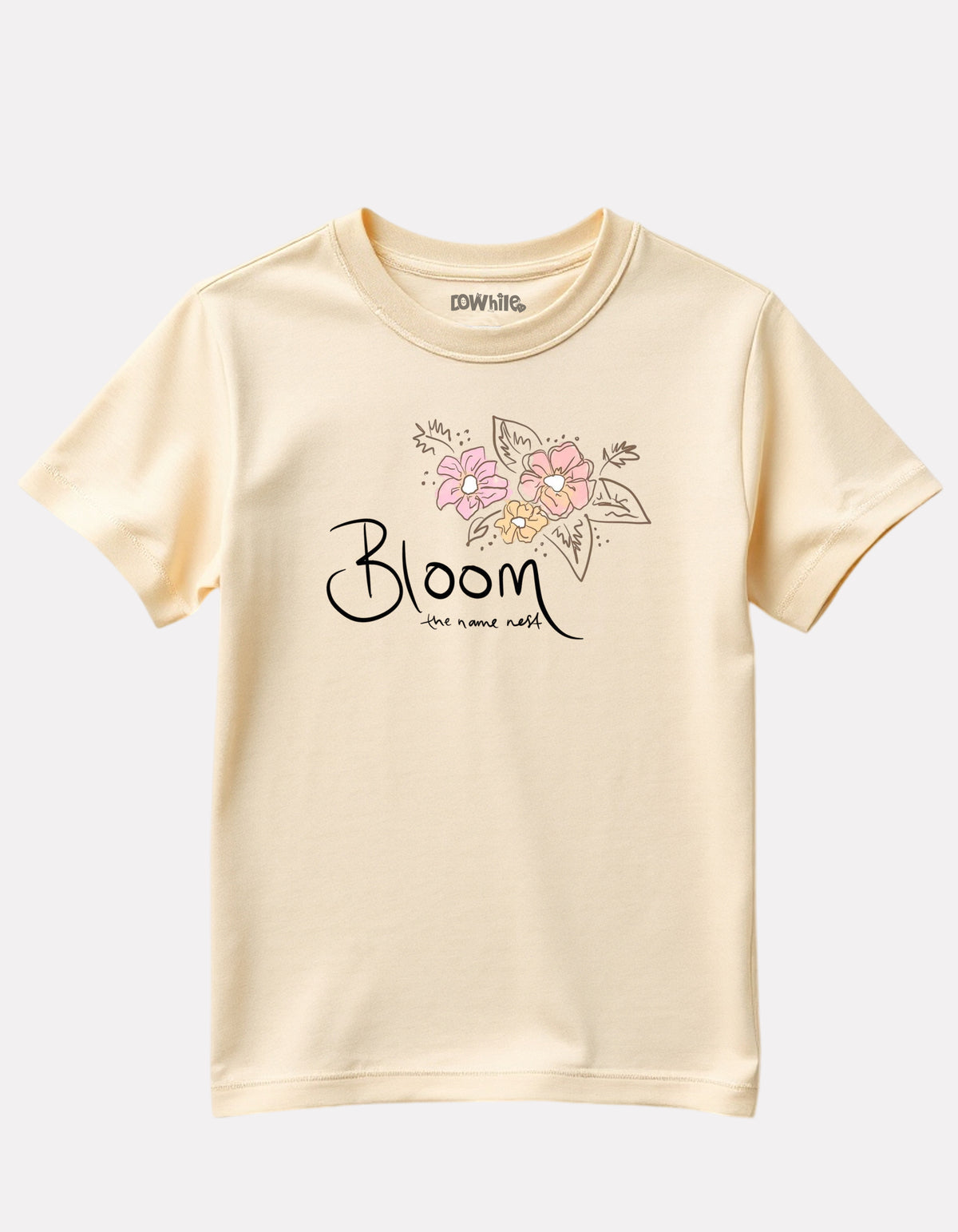 Girls Printed Round-Neck T-Shirt Beige Color