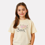 Girls Printed Round-Neck T-Shirt Beige Color