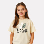 Girls Printed Round-Neck T-Shirt Beige Color