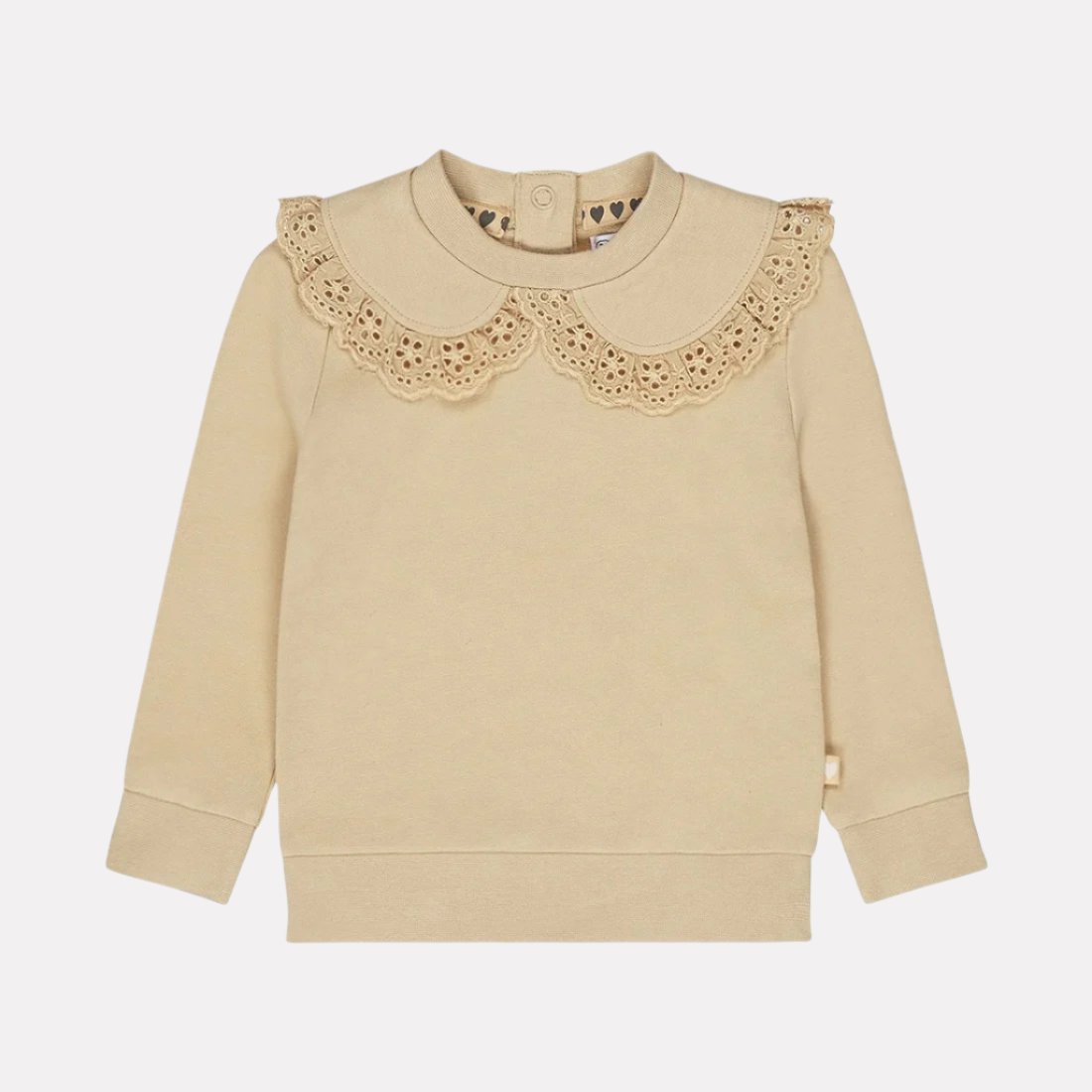 Girls jumper sand color collar embroidery