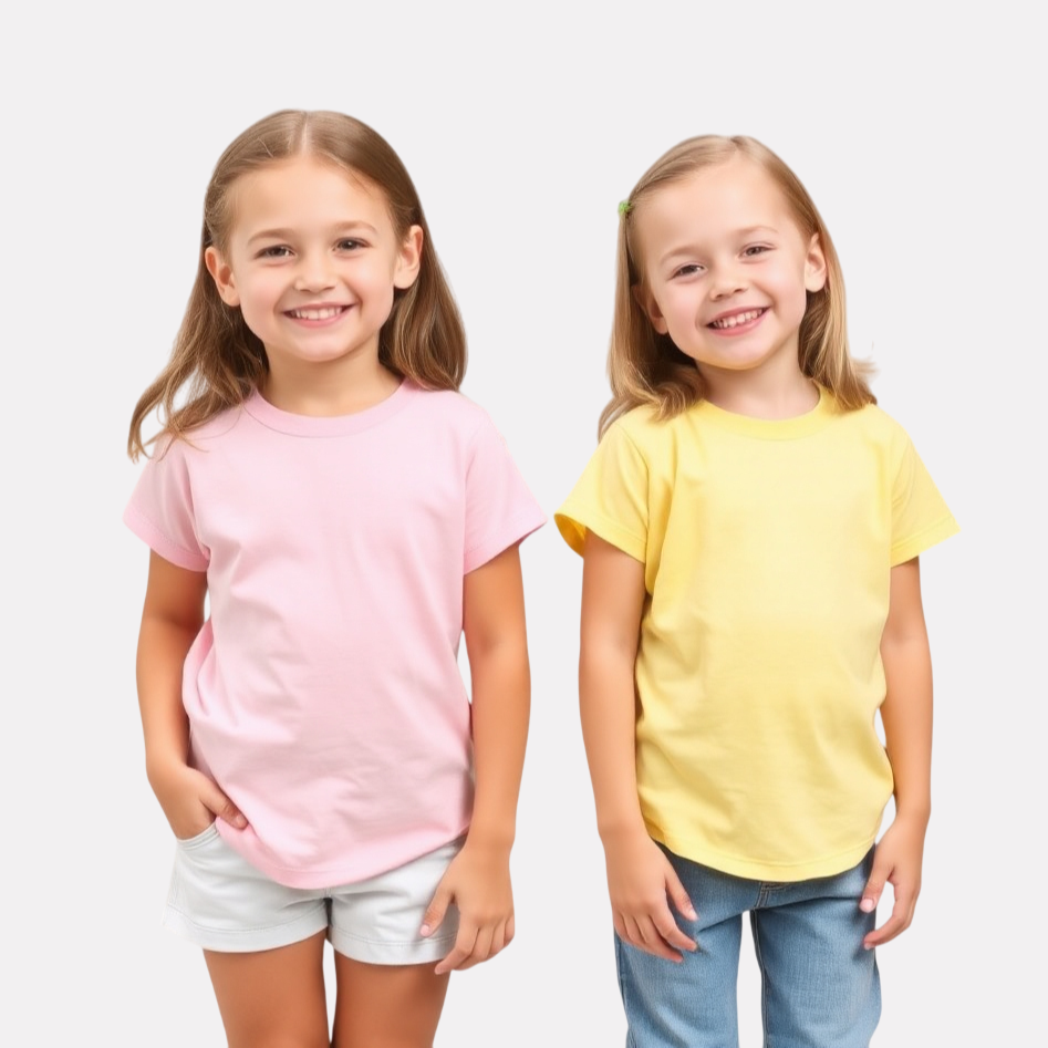 Girls 2 Pack Combo Cotton Plain T-Shirt