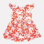 Girls Midi/Knee Length Casual Dress  (Orange, Short Sleeve)