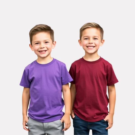 Boys 2 Pack Combo Cotton T-Shirt (Lavender and Maroon)