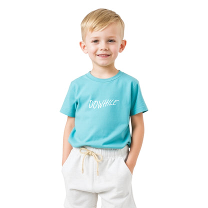 Summer Cool: Boys’ Turquoise T-Shirt & White Melange Shorts Outfit