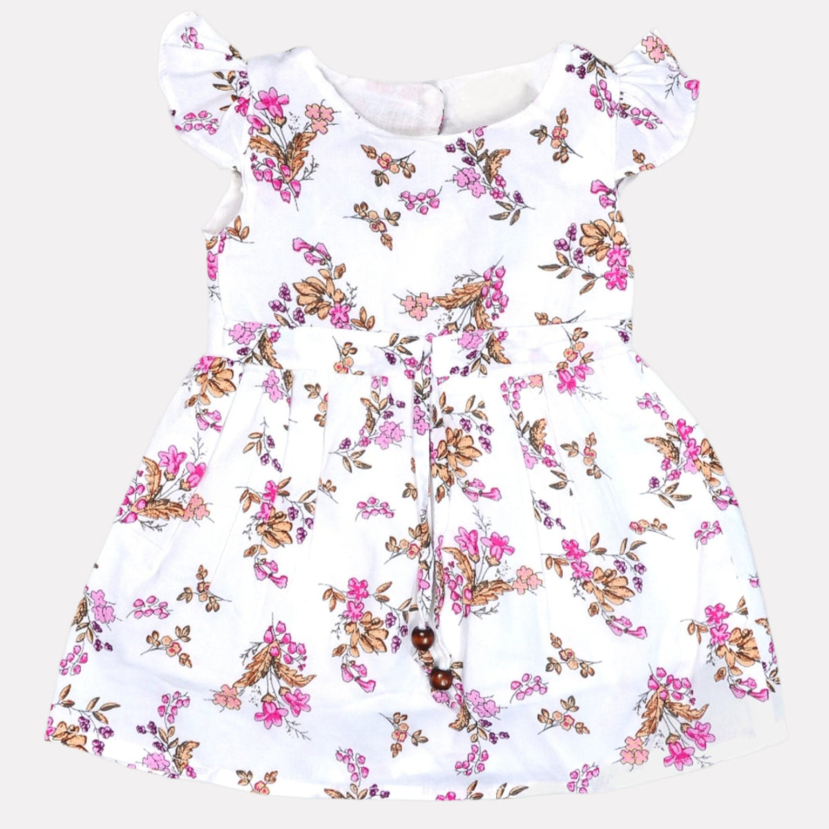 Floral Printed Cap Sleeves Cotton A-Line Top White