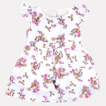 Floral Printed Cap Sleeves Cotton A-Line Top White